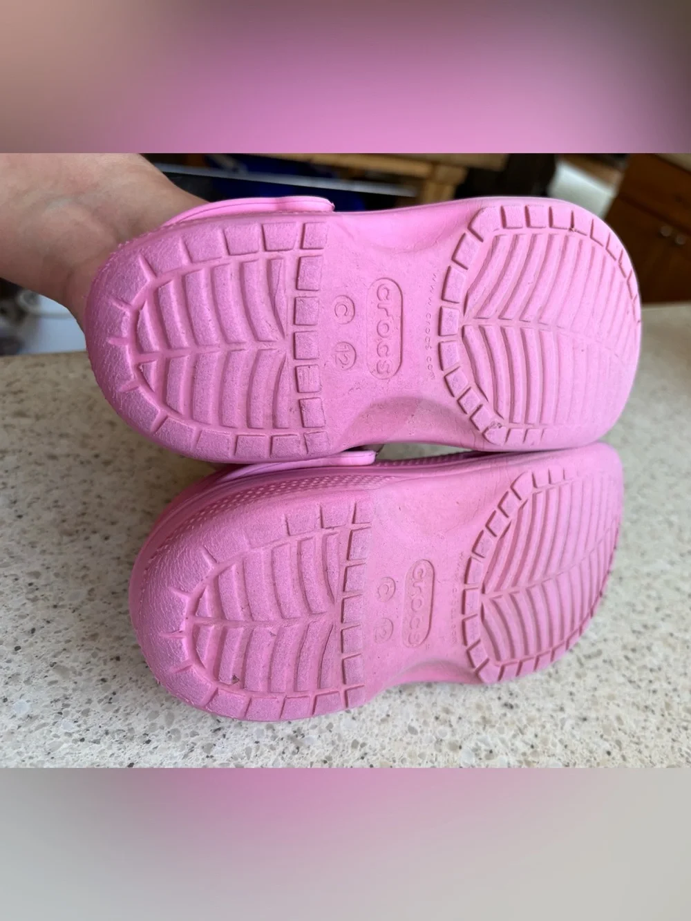 CROCS - Kids Pink Classic Croc Clogs - Slip-On Shoes w/ Heal Strap Girl Size 12